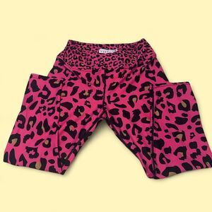 VASTITCH Neon Pink Leopard Print Leggings High Waist Athletic Yoga Pants Size L